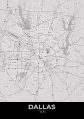 Fototapeta na wymiar Poster Dallas - Texas map. Road map. Illustration of Dallas - Texas streets. Transportation network. Printable poster format.