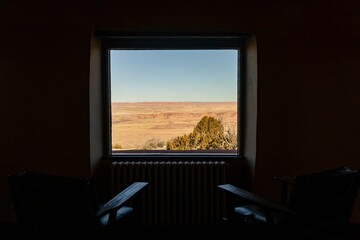 Fototapeta premium Painted desert viewed through window
