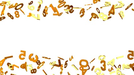 Gold numbers on white background.
3D illustration for background.