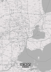 Fototapeta na wymiar Poster Detroit - Michigan map. Road map. Illustration of Detroit - Michigan streets. Transportation network. Printable poster format.