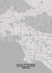 Fototapeta na wymiar Poster Los Angeles - California map. Road map. Illustration of Los Angeles - California streets. Transportation network. Printable poster format.
