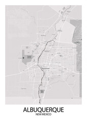 Poster Albuquerque - New Mexico map. Road map. Illustration of Albuquerque - New Mexico streets. Transportation network. Printable poster format.