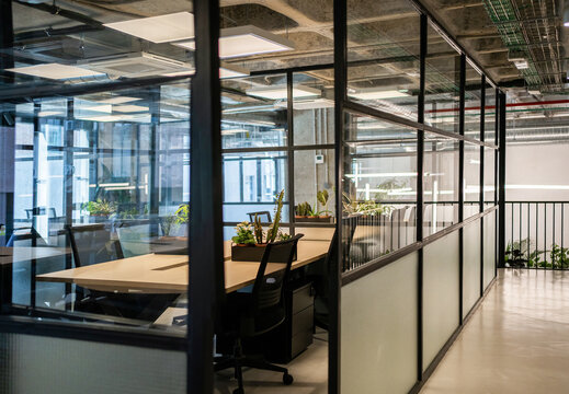 Modern Interior Design In A Wide Co-Working Office.