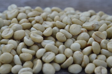 Parchment coffee beans.