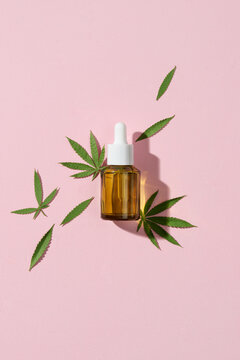 Cannabis face serum or oil dropper concept. 