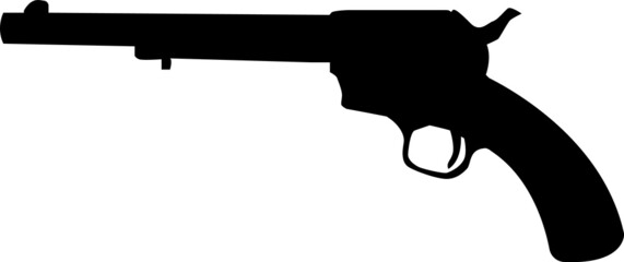 gun revolver icon on white background. western handgun sign. vintage pistol silhouette. flat style. - obrazy, fototapety, plakaty