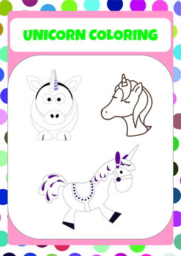 Unicorn coloring page for kids.