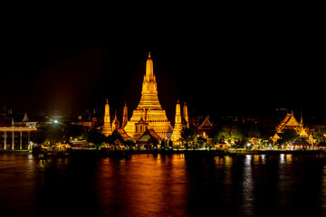 Wat Arun Ratchawararam Ratchawaramahawihan or Wat Arun in the night time, Bangkok Thailand.