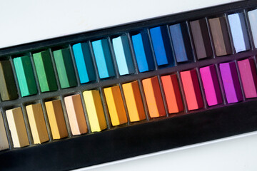 palette of chalk crayons