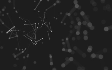 Fototapeta premium Abstract background. Molecules technology with polygonal shapes, connecting dots and lines. Connection structure. Big data visualization.