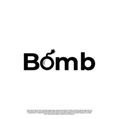 bomb logo lettering monochrome. boom logo design simple icon template