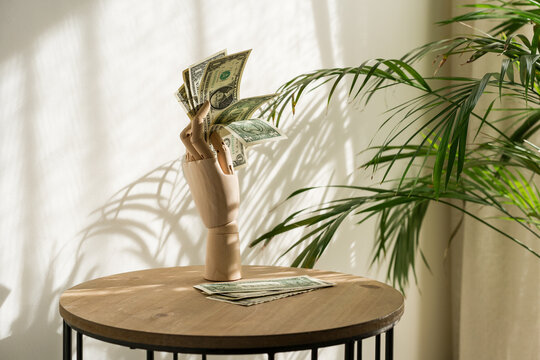 US Dollars on a table