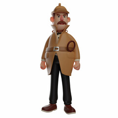 A Charismatic 3D Detective Cartoon Character