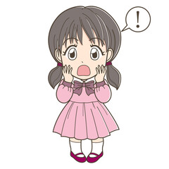 驚いているワンピースの女の子