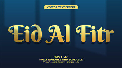 Eid Al Fitr Gold and Blue Minimalist 3D Text Effect