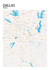 Fototapeta na wymiar Poster Dallas - Texas map. Road map. Illustration of Dallas - Texas streets. Transportation network. Printable poster format.