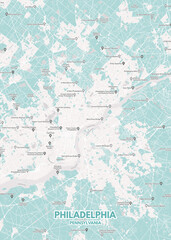 Poster Philadelphia - Pennsylvania map. Road map. Illustration of Philadelphia - Pennsylvania streets. Transportation network. Printable poster format.