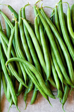 Raw green beans close up 