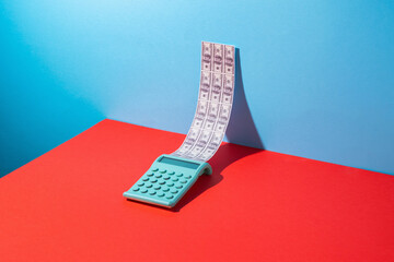 Calculator/Terminal printing/sending Dollar Bills.