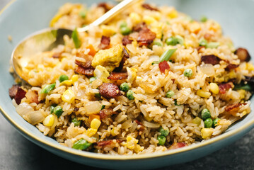 Close-up bacon fried rice