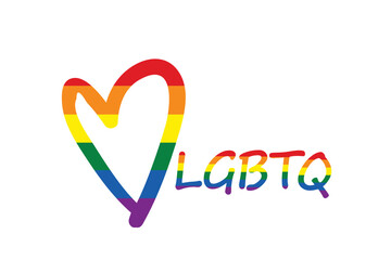 Fototapeta na wymiar LGBTQ transgender rainbow color in heart shape isolated vector illustration. LGBT concept background. LGBT pride month