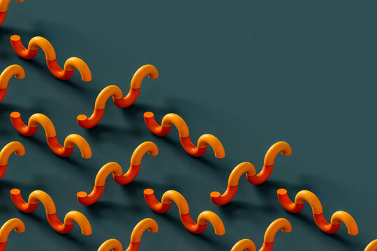 Abstract yellow curve on blue. copy space in the corner