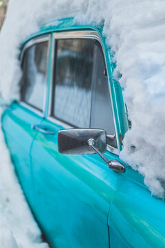 Azure Winter Car In Snowdrift