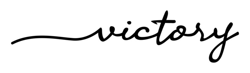 Victory Handwriting Black Lettering Calligraphy Banner. Greeting Card Vector Illustration.