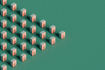 Close pink Safe box on green background with copy space