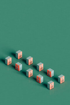 rows of Close pink Safe box on green background 