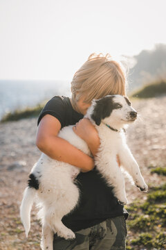 boy loves his dog