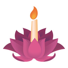 burning candle in a lotus