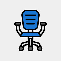 Office chair icon in filled line style, use for website mobile app presentation