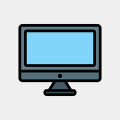 Computer icon in filled line style, use for website mobile app presentation
