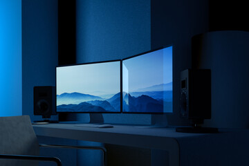 Desk with two computers