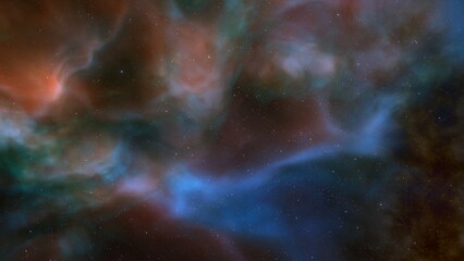 Nebula in space, science fiction wallpaper, stars and galaxy, 3d illustration	
