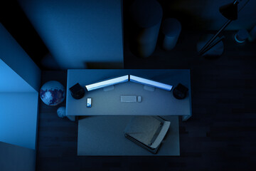 Desk with two computers