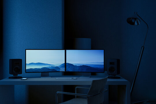 Desk with two computers