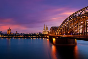 Papier Peint photo Sydney Harbour Bridge View on Cologne Cathedral and Hohenzollern Bridge, Germany