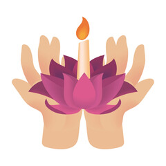 hand holding lotus lamp
