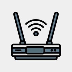 Router icon in filled line style, use for website mobile app presentation