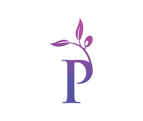 Grape Vine Monogram Logo Letter P
