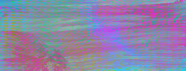 Abstract Screen Holographic gradient blended unique pattern enhanced half tone, digital soft noise and grain textures for trending Lo-Fi background one of kind art in pastel and spring rainbow colors