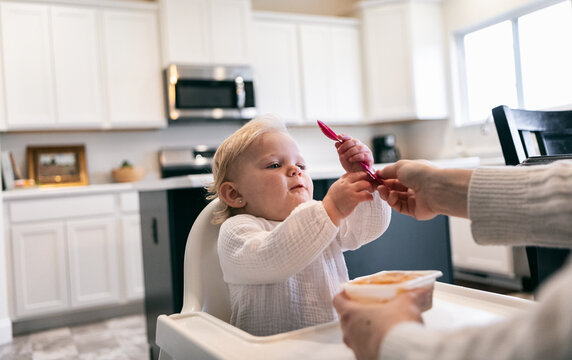Baby Learning To Feed Itself