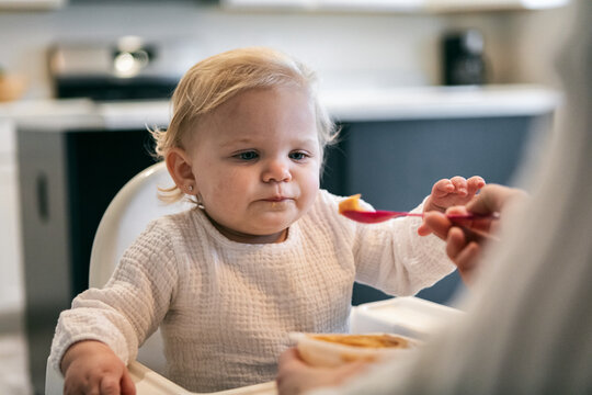 Baby Learning To Feed Itself