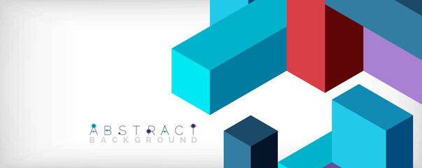 Abstract background. 3d cubes, cubic elements and blocks. Techno or business concept for wallpaper, banner, background, landing page