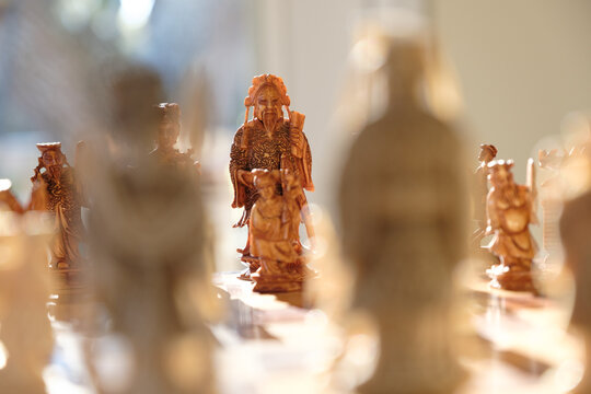 Closeup of Asian Chess Set with King