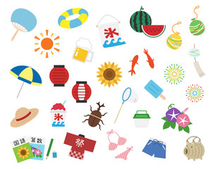 夏に関連するイラスト素材（線なし）
