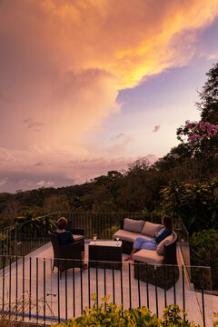 Mother and Daughter watching sunset in Costa Rica