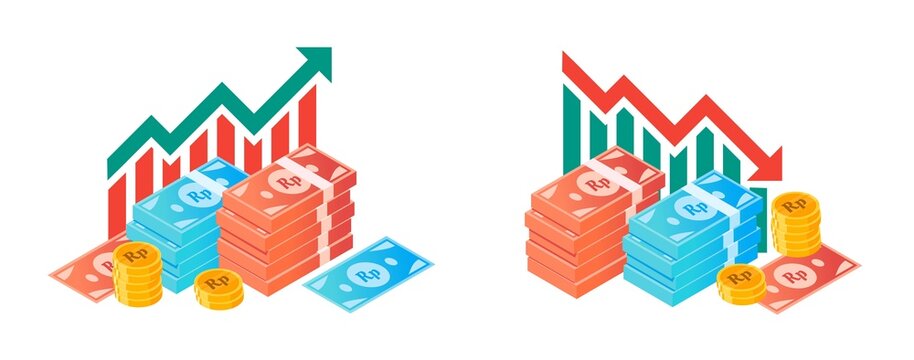 Indonesian Rupiah Fluctuation with Money Bundle Illustrations